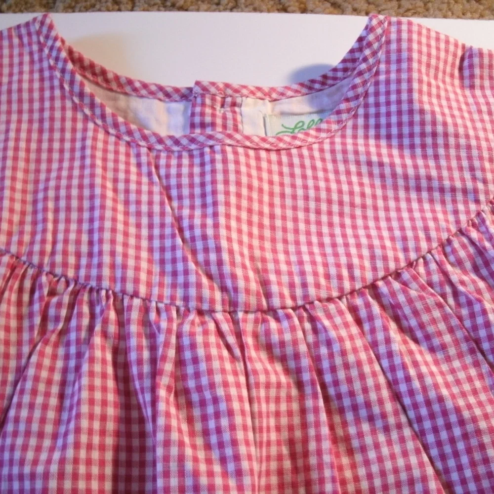 Lolly Wolly Doodle Girls Bishop Top Pink Gingham Short Sleeves Flowy 8 New
